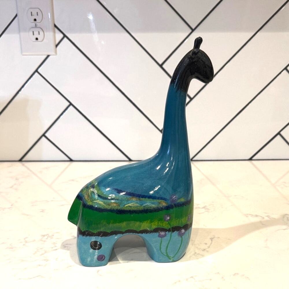 Vintage Mid-Century Modern Whimsical Hand Painted Ceramic Giraffe Figurine 11" H